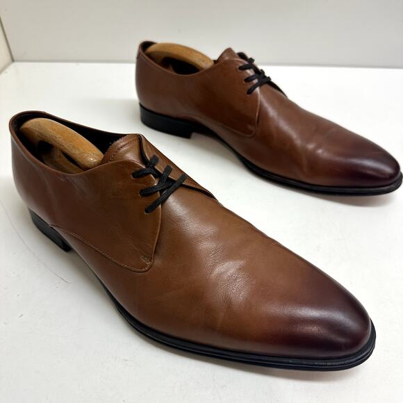 Maison Forte Stillwater Men's Plain Toe Blucher Burnished Brown Calfskin Size 10 - Picture 4 of 10